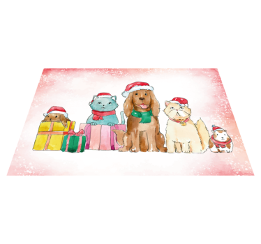 Alfombra de vinilo animal mascotas de Navidad - TenVinilo