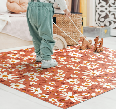 Alfombra de vinilo vintage  flor de margarita  - TenVinilo