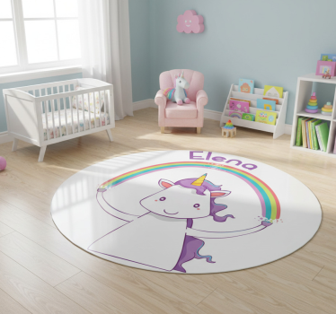 Aflombra vinílica animales unicornio y arcoíris con nombre - TenVinilo