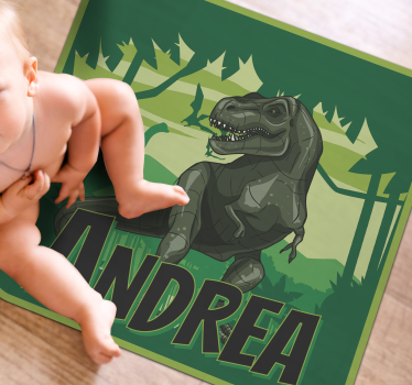 Alfombra de vinilo con nombre Fondo de dinosaurio realista - TenVinilo