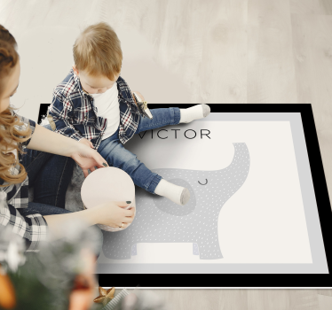 Alfombra de vinilo infantil elefante con nombre - TenVinilo