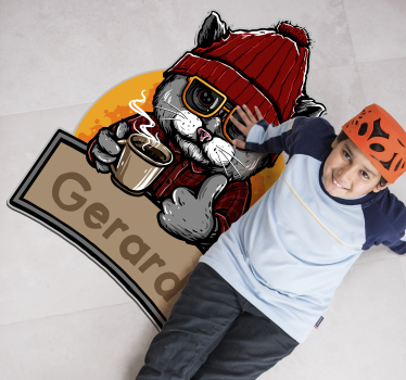 Alfombra pvc gato vintage con nombre - TenVinilo