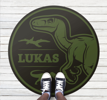 Alfombra vinílica niños veloz raptor con nombre - TenVinilo