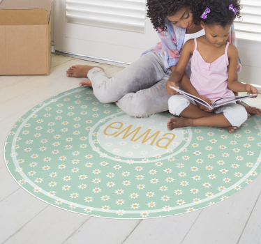 Alfombra vinílica personalizable círculo de margaritas - TenVinilo