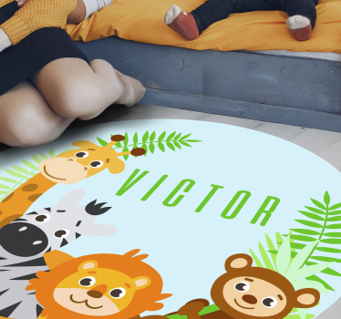 Alfombra vinilo con nombre animales selva - TenVinilo