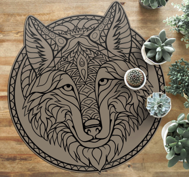 Alfombras vinílicas de animales Cabeza de lobo tribal - TenVinilo