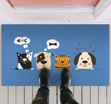 Alfombras vinílicas de animales Perros y gatos asomando - TenVinilo
