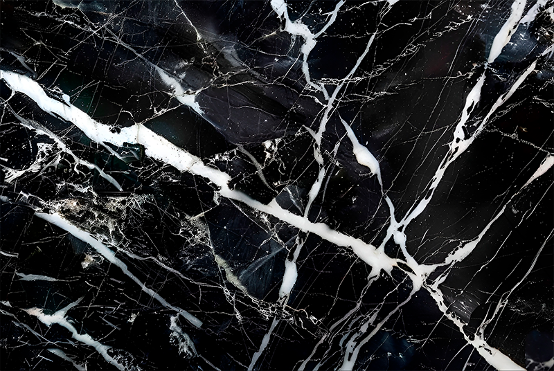 Alfombra vinílica negra mármol en tonos blancos - TenVinilo