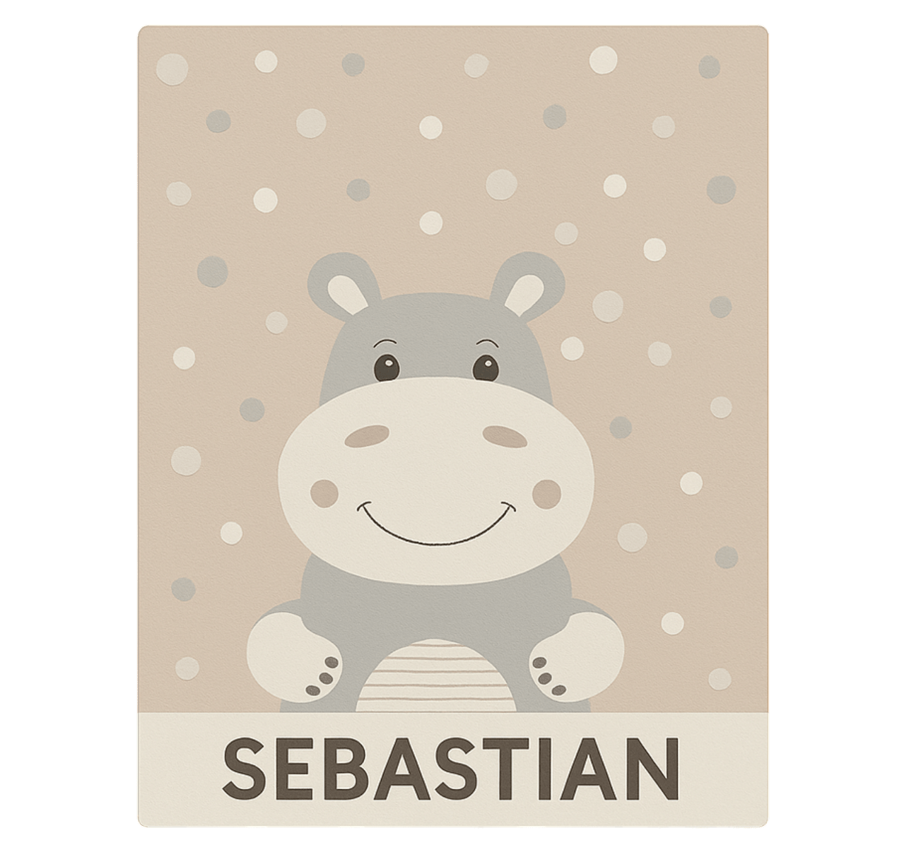 Alfombra vinílica infantil hipopótamo beige personalizado - TenVinilo
