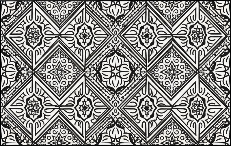 Alfombra vinílica cocina caleidoscopio de contraste audaz - TenVinilo