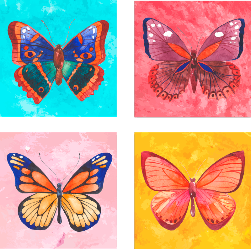 Aflombra vinílica animales baldosas mariposas multicolor - TenVinilo