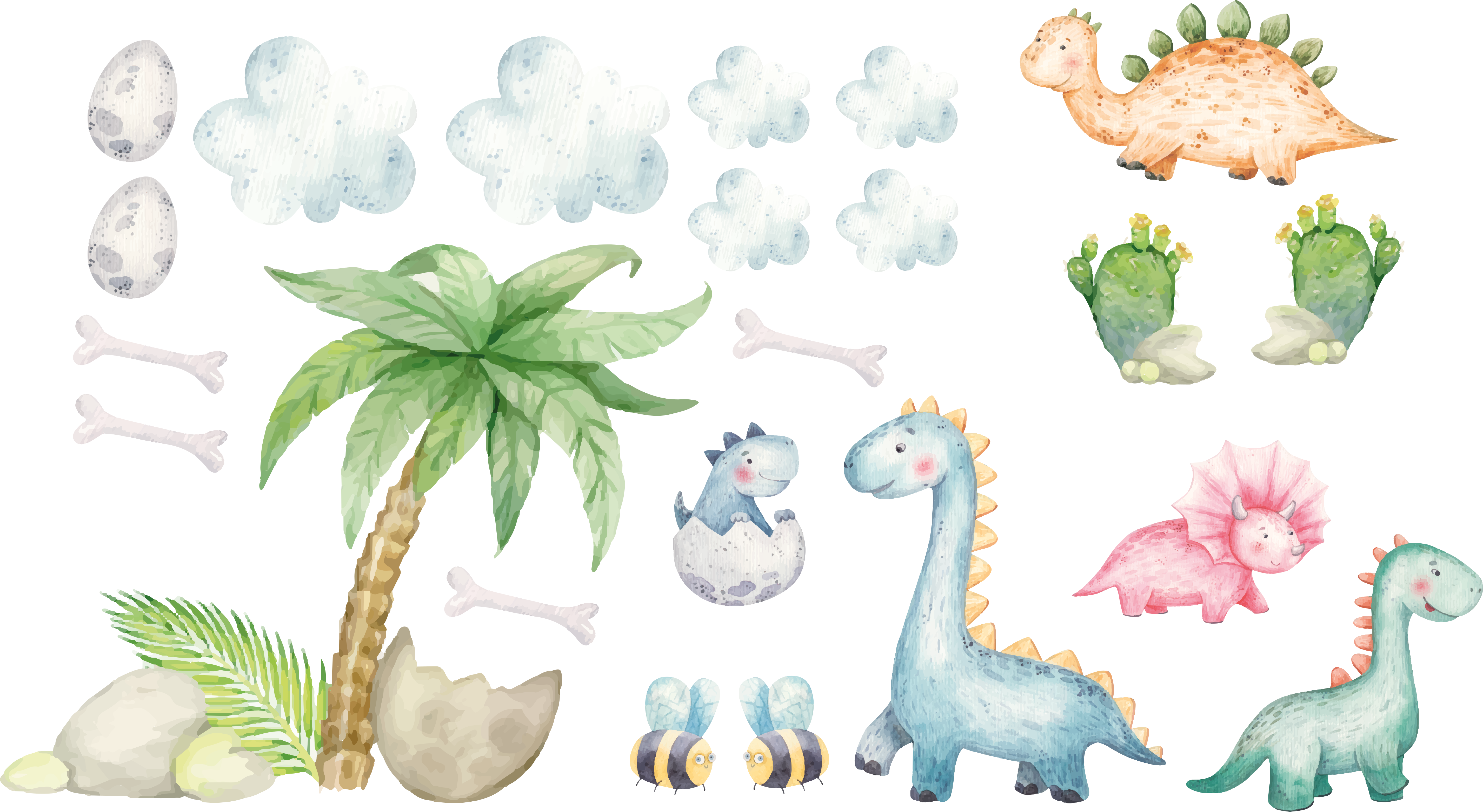 Aflombra vinílica animales dinosaurios acuarelados - TenVinilo