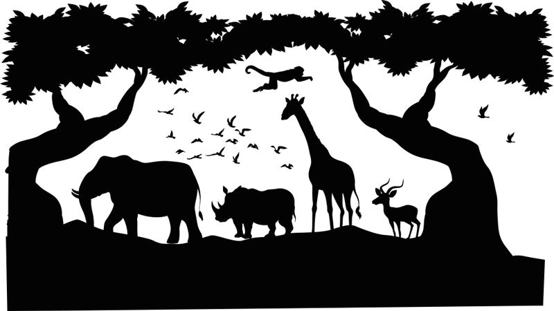 Aflombra vinílica animales sabana en blanco y negro - TenVinilo
