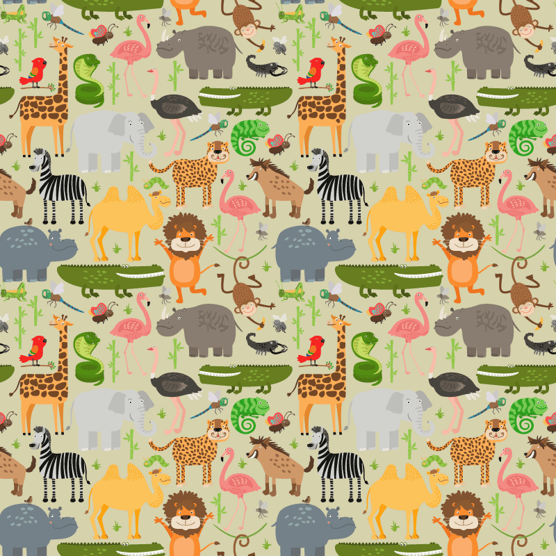 Aflombra vinílica animales diseño de animales de la selva - TenVinilo