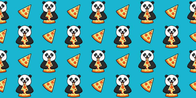 Aflombra vinílica animales panda comiendo pizza - TenVinilo