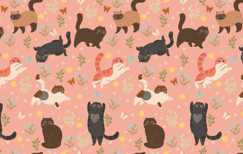 Aflombra vinílica animales patrón de gatos - TenVinilo