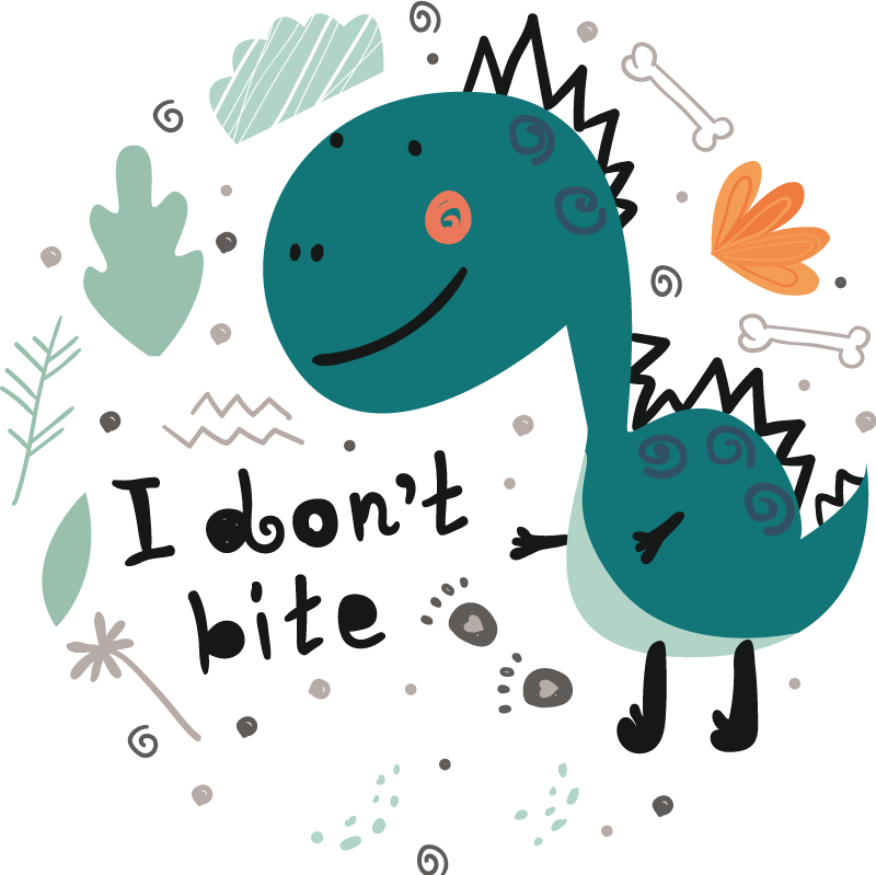 Aflombra vinílica animales dinosaurio verde sonriente - TenVinilo