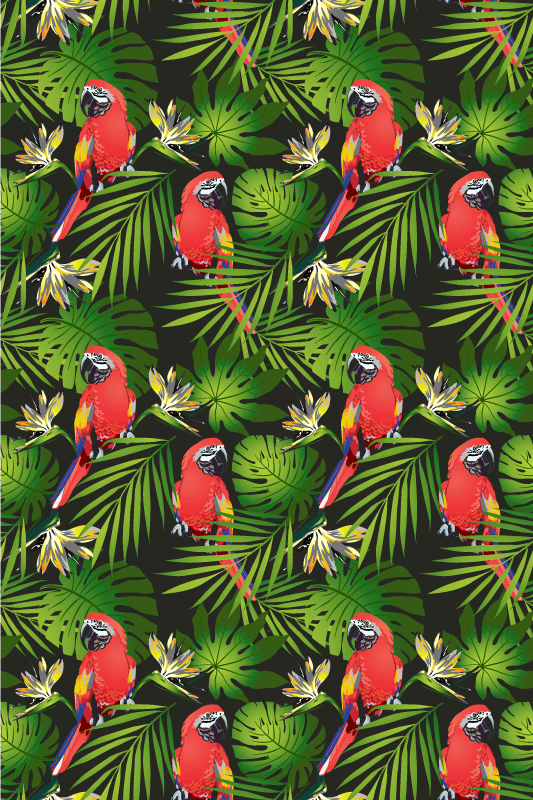Aflombra vinílica animales loros coloridos sobre fondo gris - TenVinilo