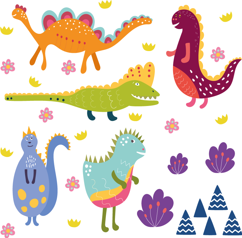 Aflombra vinílica animales set de dinosaurios pintados - TenVinilo