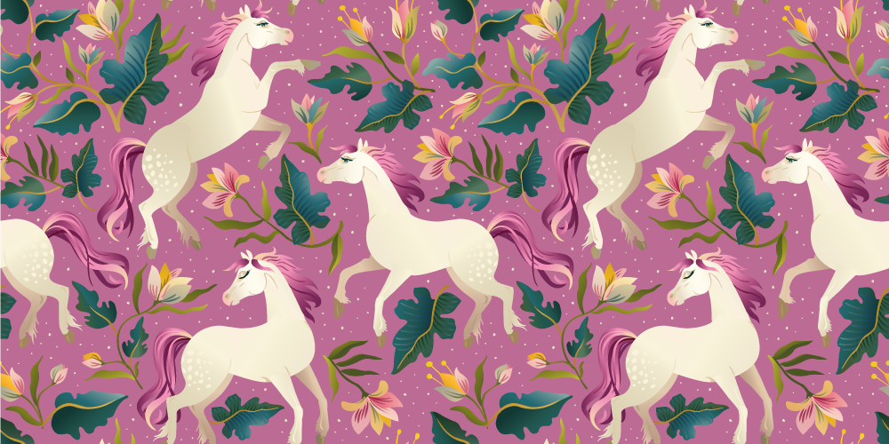 Aflombra vinílica animales diseño de caballo floral rosa - TenVinilo