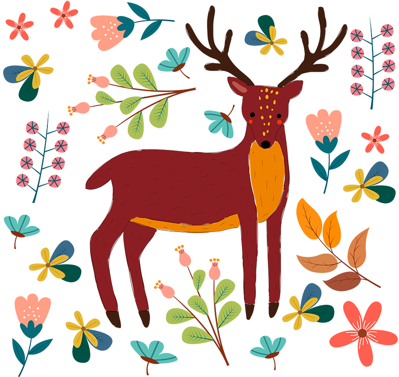 Aflombra vinílica animales ilustración ciervo caprichoso - TenVinilo