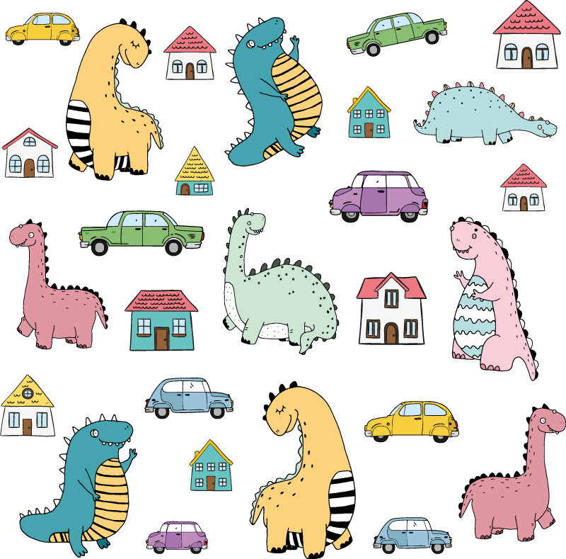 Aflombra vinílica animales figuras de dinosaurios coloridos - TenVinilo