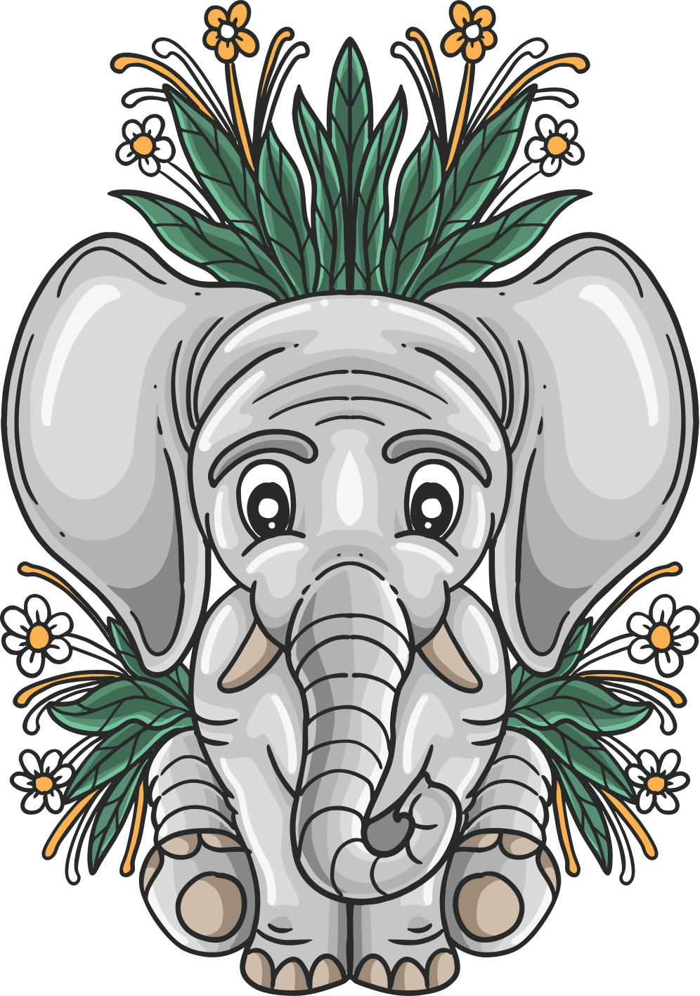 Aflombra vinílica animales ilustración de elefante tierno - TenVinilo