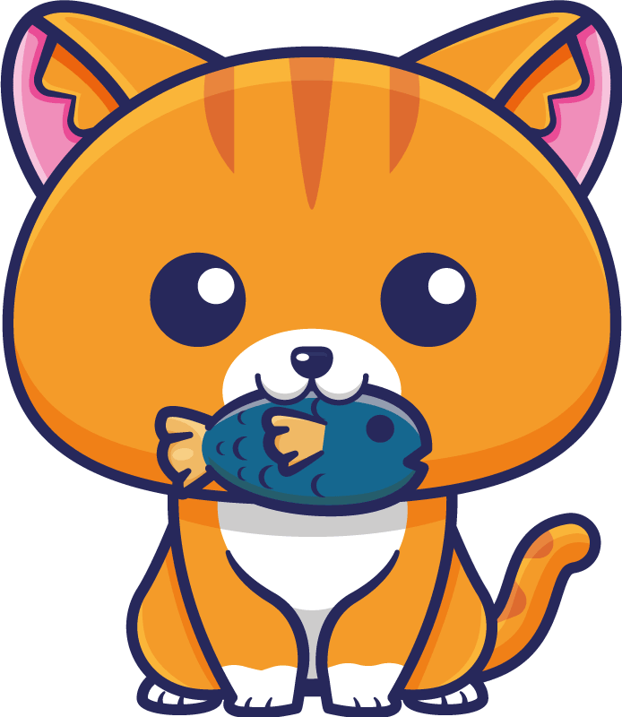 Aflombra vinílica animales gato lindo con pez - TenVinilo