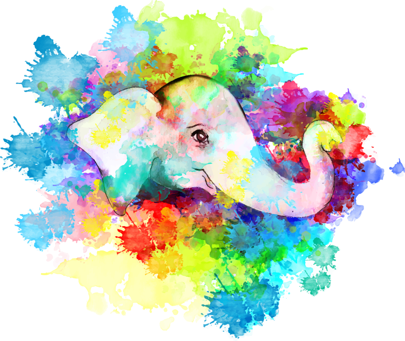 Aflombra vinílica animales elefante colorido splash - TenVinilo