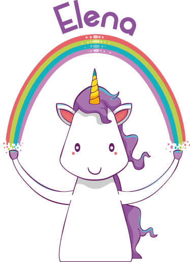 Aflombra vinílica animales unicornio y arcoíris con nombre - TenVinilo