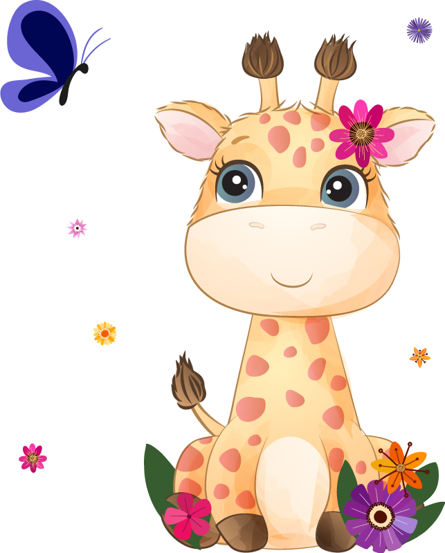 Aflombra vinílica animales África salvaje niña jirafa - TenVinilo