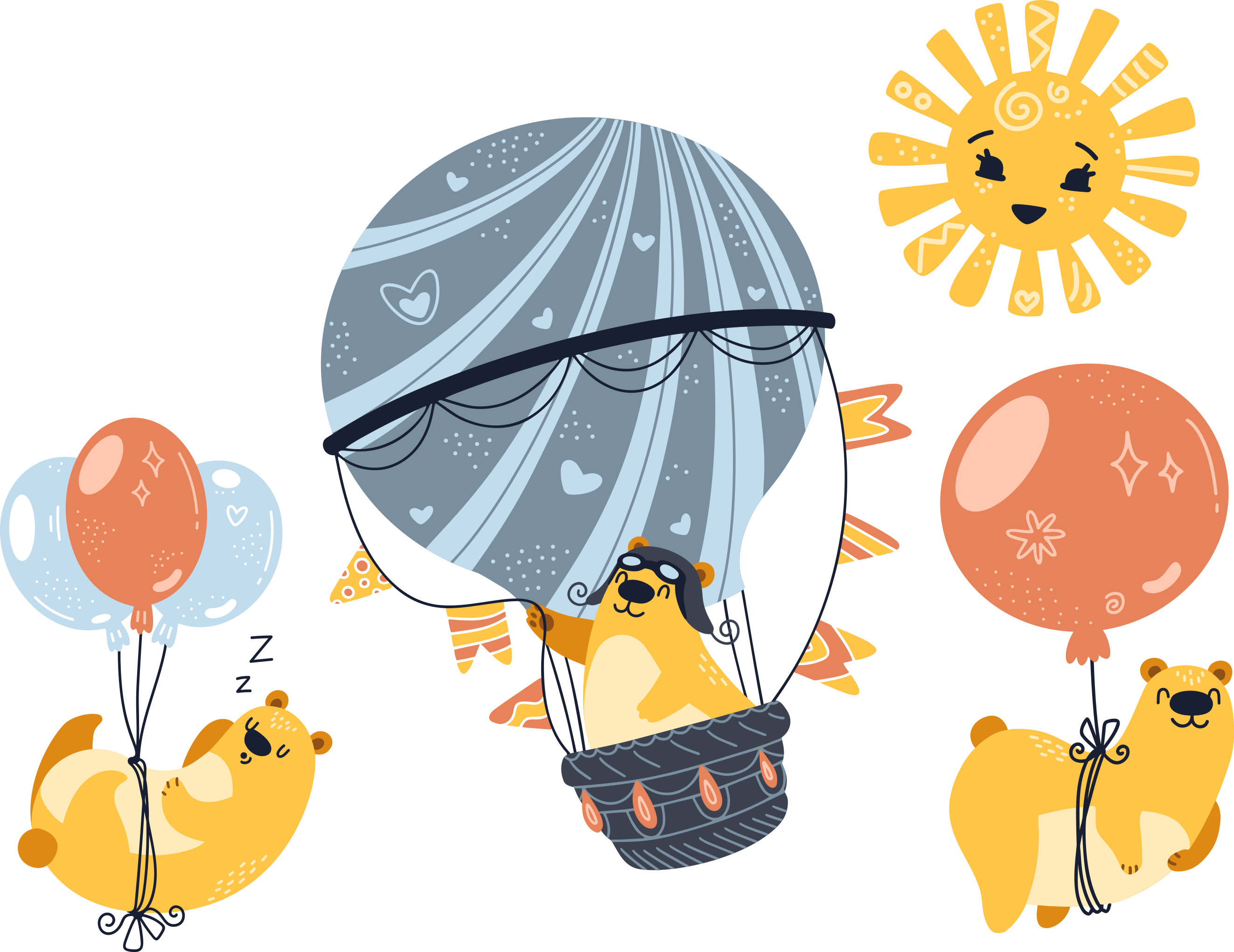 Aflombra vinílica animales colgando de globos - TenVinilo