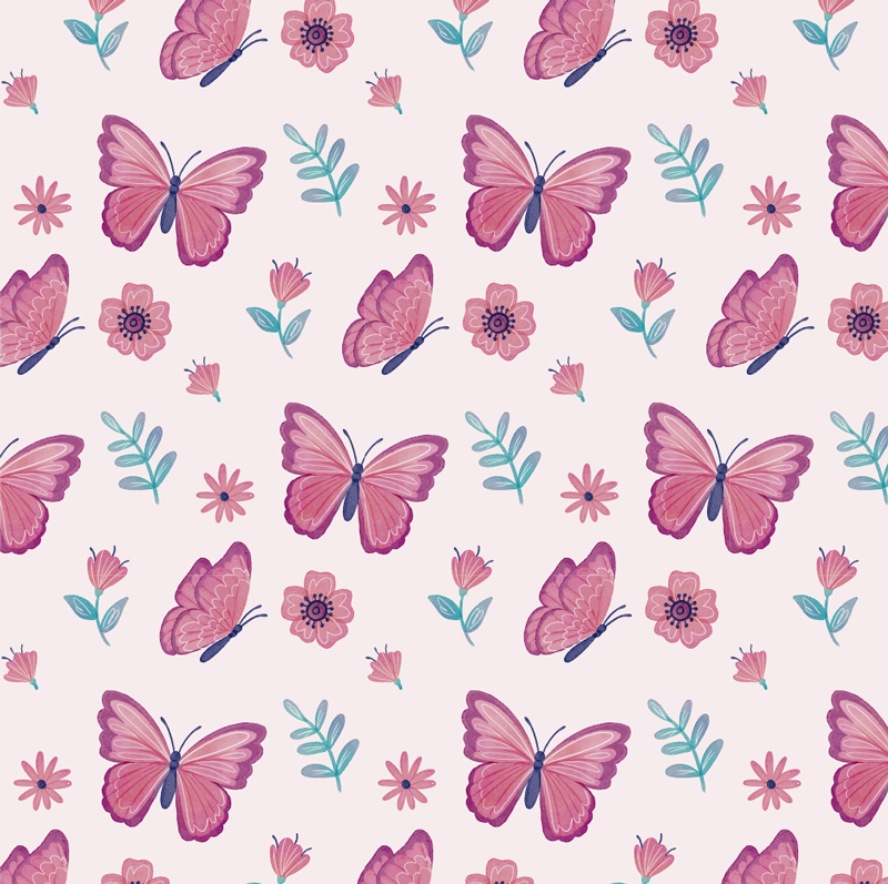 Aflombra vinílica animales composición de flores y mariposas - TenVinilo