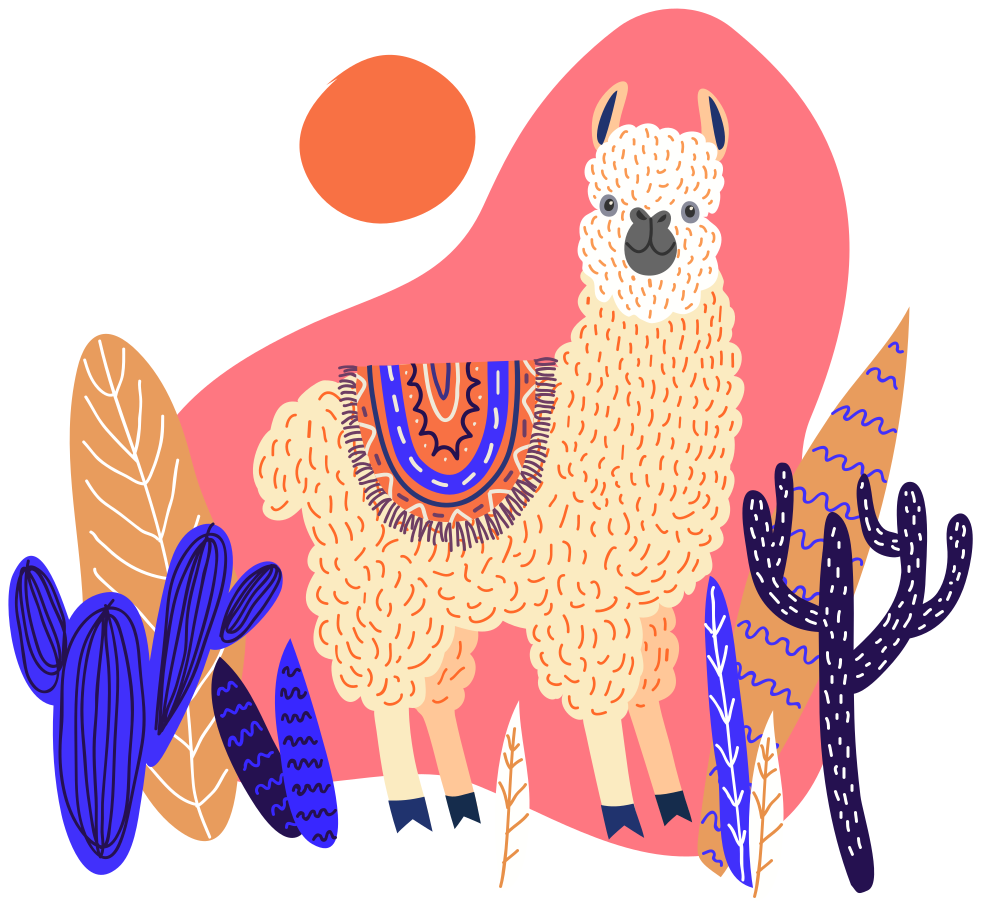 Aflombra vinílica animales llama peruana y cactus - TenVinilo