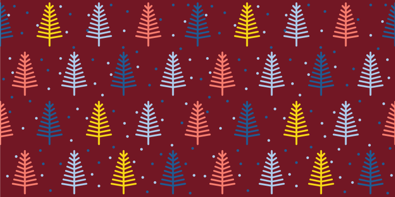 Alfombra vinílica navidad diseño colorido de pinos - TenVinilo