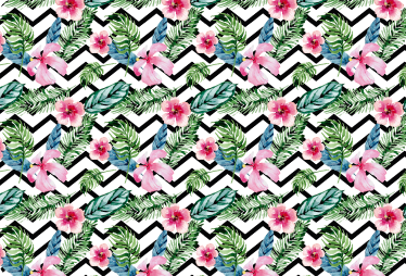 Alfombra vinílica flores zigzag tropical verde - TenVinilo