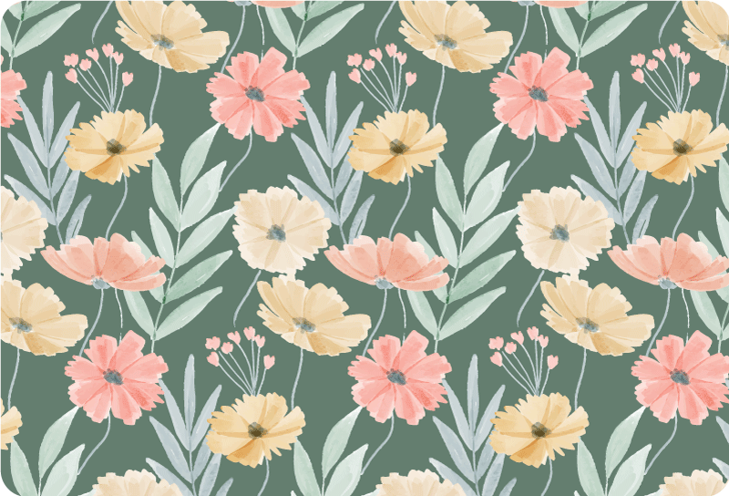 Alfombra vinílica flores diseño floral acuarelado - TenVinilo