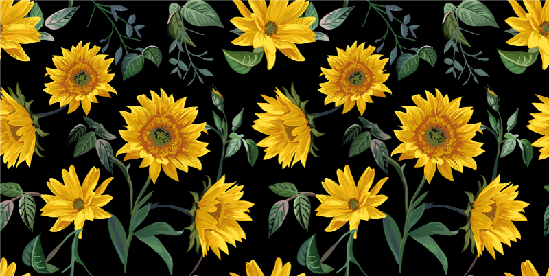 Alfombra vinílica flores girasoles vintage - TenVinilo