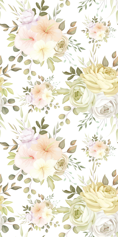 Alfombra vinílica flores patrón floral hermoso - TenVinilo
