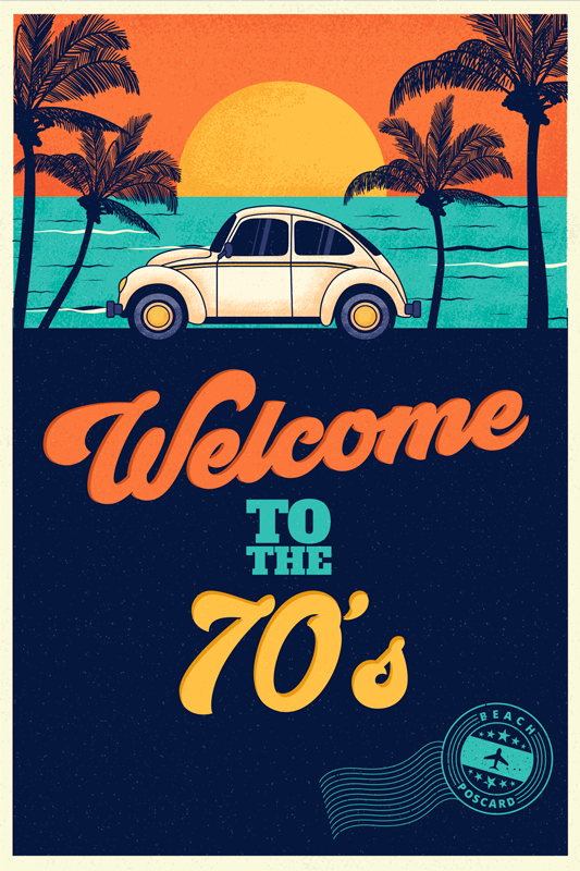 Alfombra vinílica vintage bienvenido a los 70 - TenVinilo