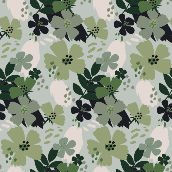 Alfombra vinílica flores diseño hojas verdes - TenVinilo