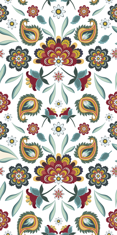 Alfombra vinílica flores estilo floral étnico - TenVinilo