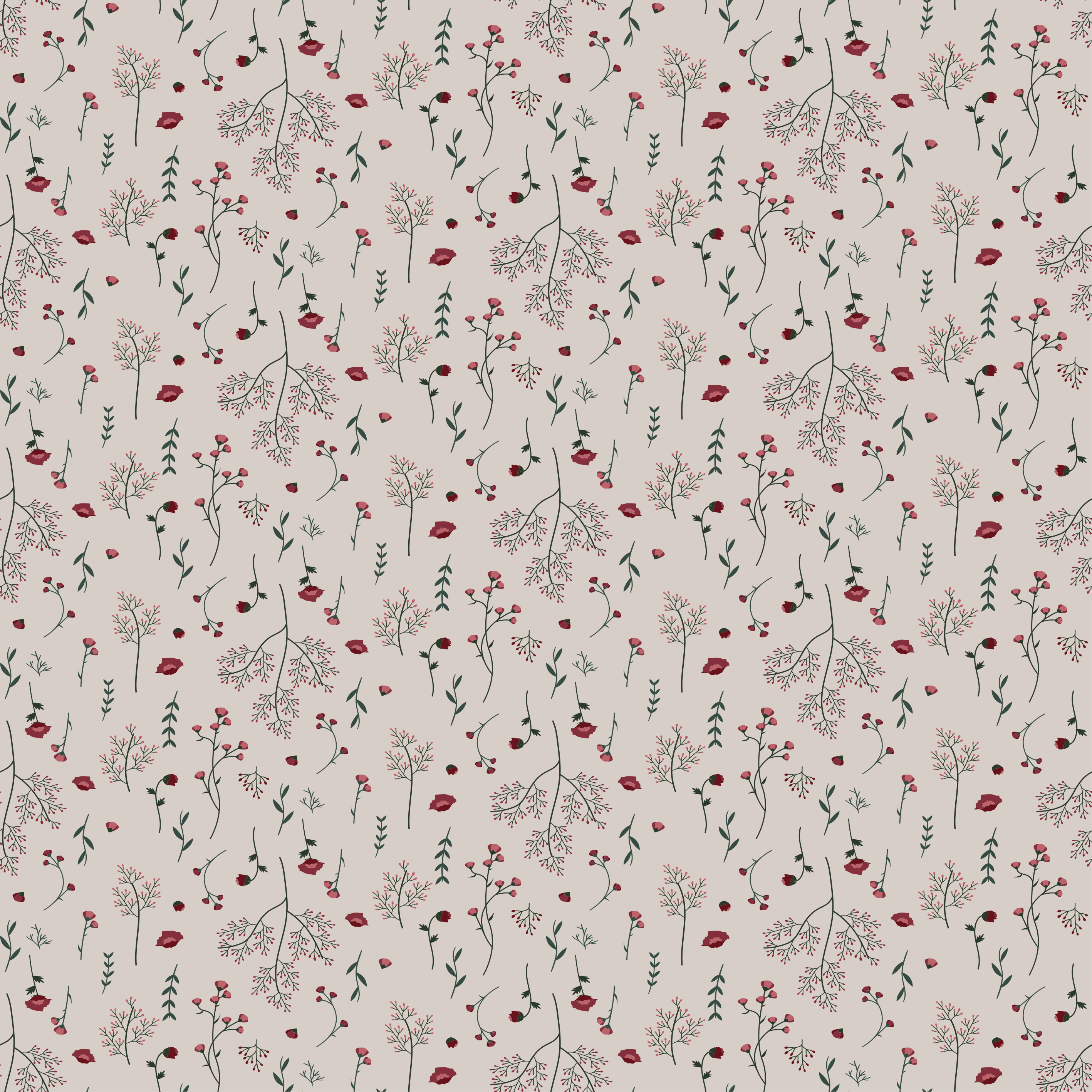 Alfombra vinílica flores patrón rojo minimalista - TenVinilo