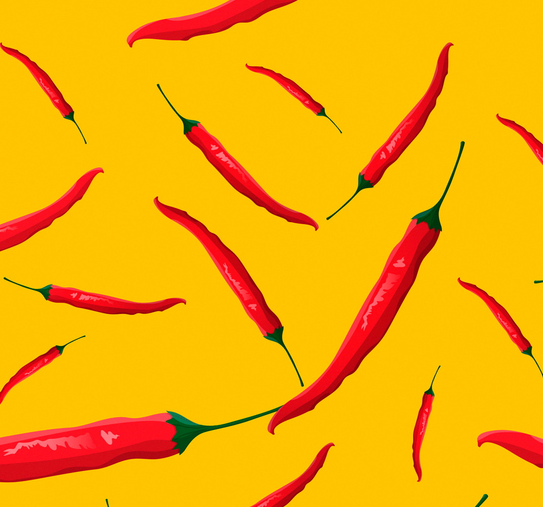 Alfombra vinílica cocina pimientos rojos y amarillos - TenVinilo