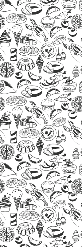 Alfombra vinílica cocina dibujos de comida - TenVinilo