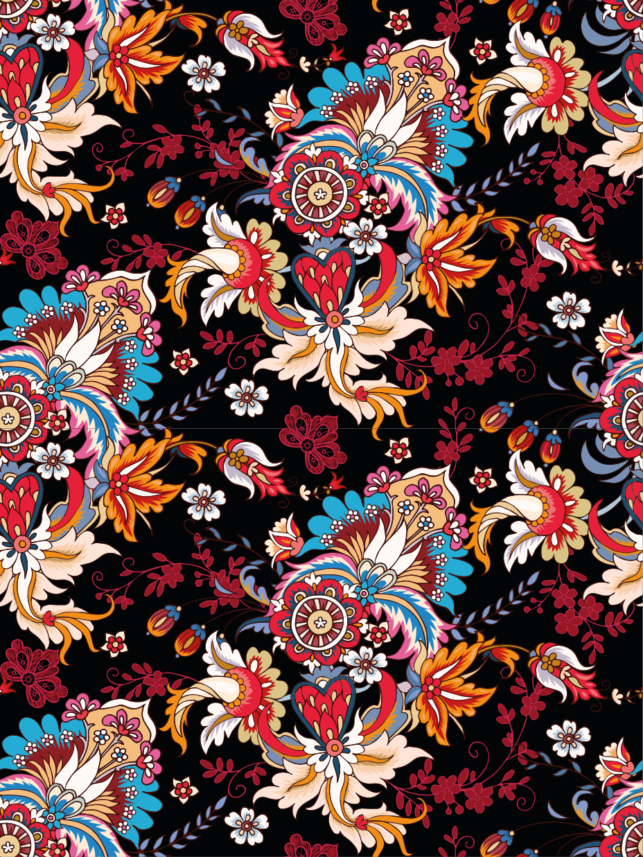 Alfombra vinílica flores arte étnico moderno colorido - TenVinilo