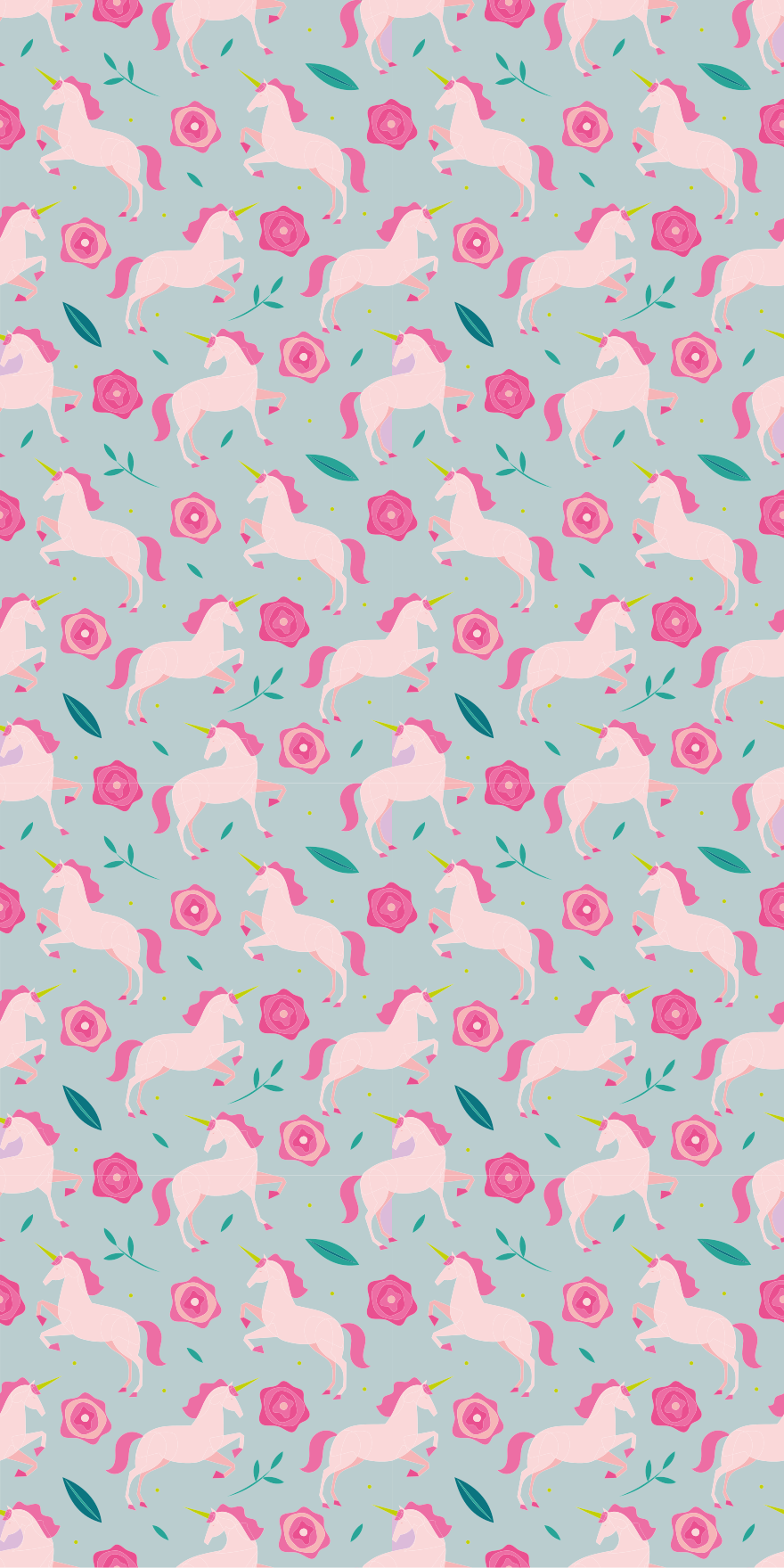 Alfombra vinílica juvenil patrón unicornio floral - TenVinilo