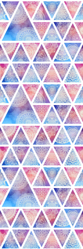 Alfombra vinílica geométrica triángulos florales étnicos - TenVinilo