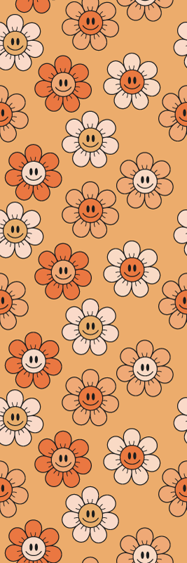 Alfombra vinílica dormitorio caras sonrientes naranjas - TenVinilo