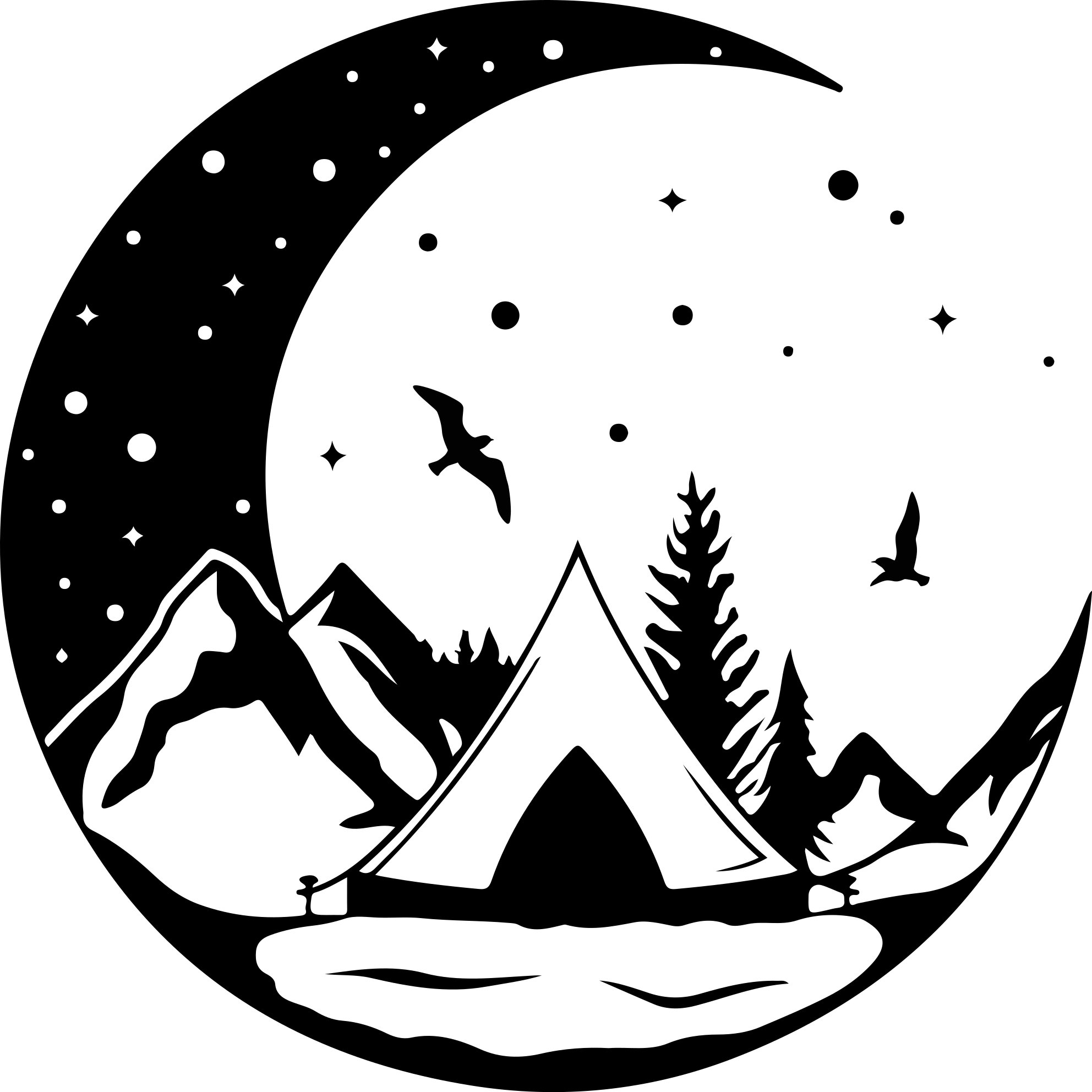 Alfombra vinílica naturaleza montaña y luna noche - TenVinilo